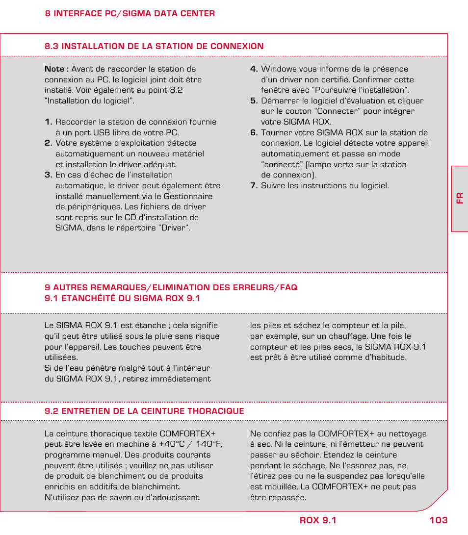 SIGMA ROX 9.1 User Manual | Page 103 / 184
