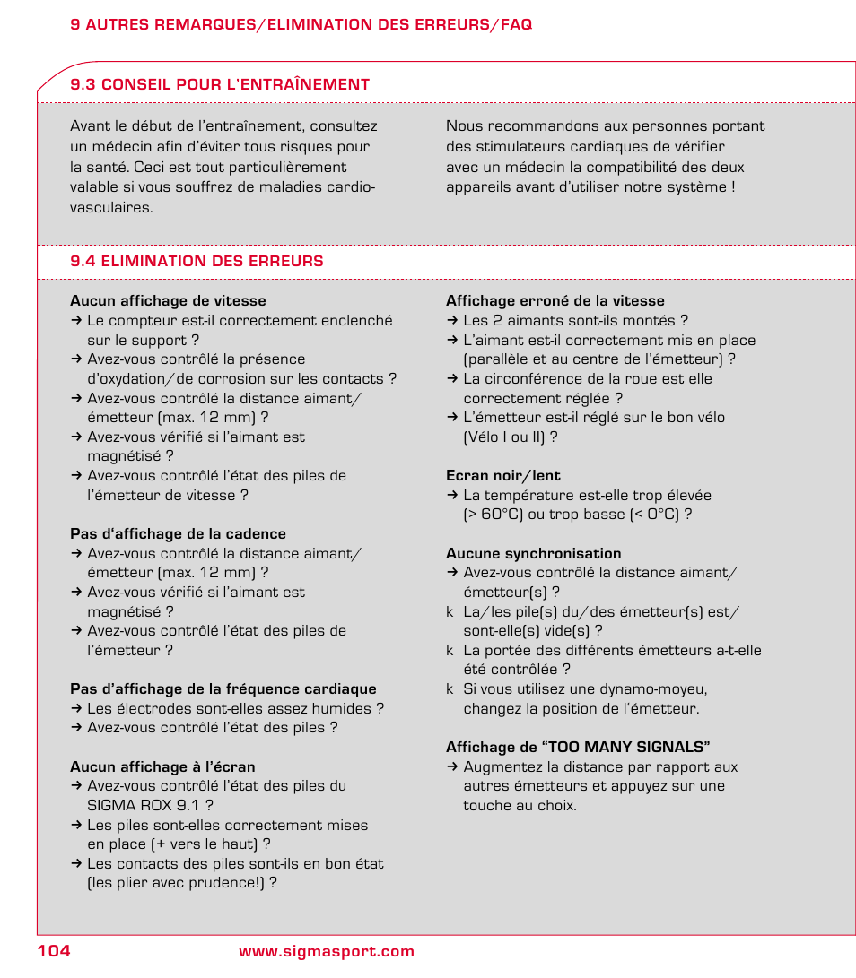 SIGMA ROX 9.1 User Manual | Page 104 / 184