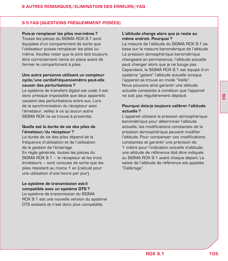 SIGMA ROX 9.1 User Manual | Page 105 / 184