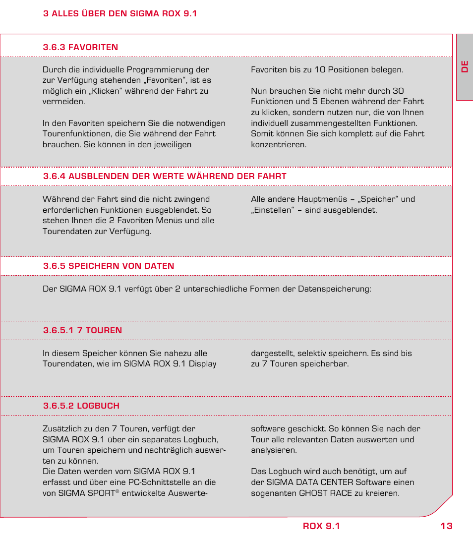 SIGMA ROX 9.1 User Manual | Page 13 / 184