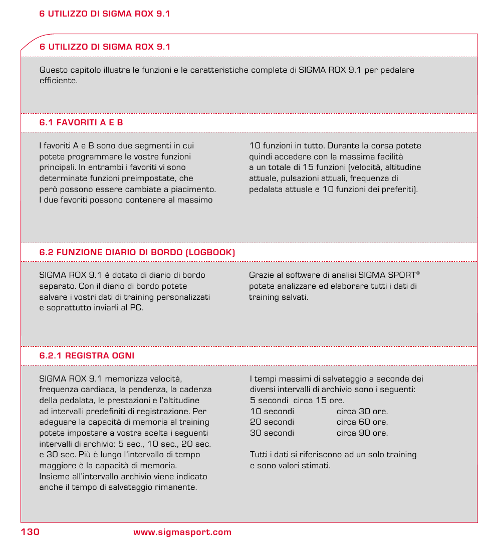 SIGMA ROX 9.1 User Manual | Page 130 / 184