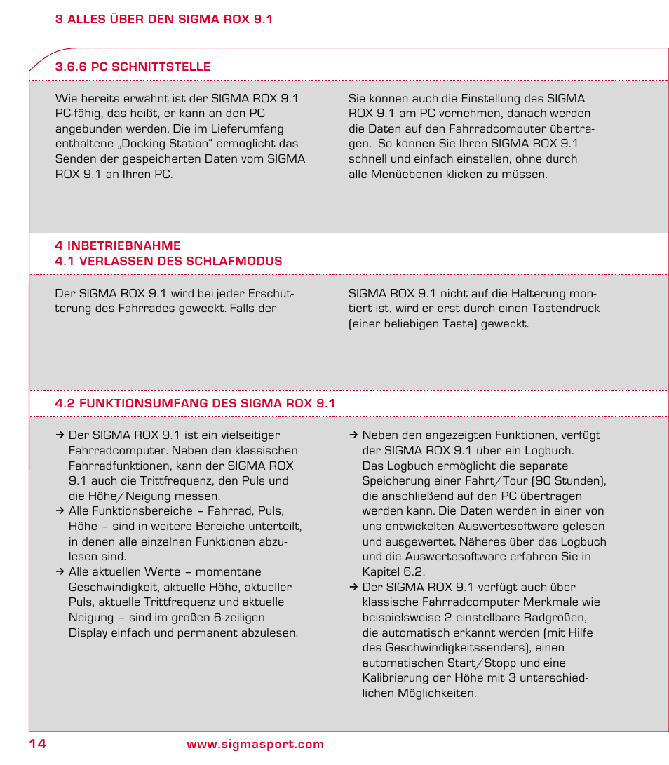 SIGMA ROX 9.1 User Manual | Page 14 / 184
