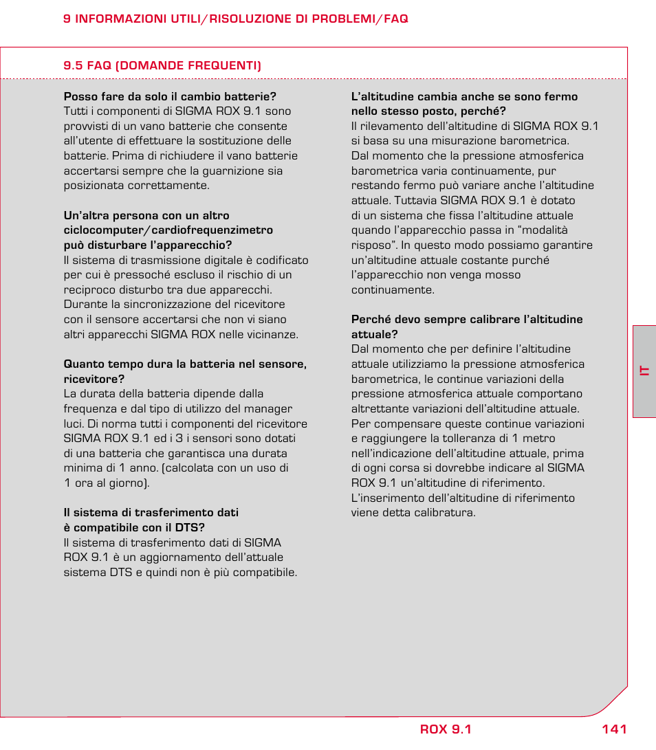 SIGMA ROX 9.1 User Manual | Page 141 / 184