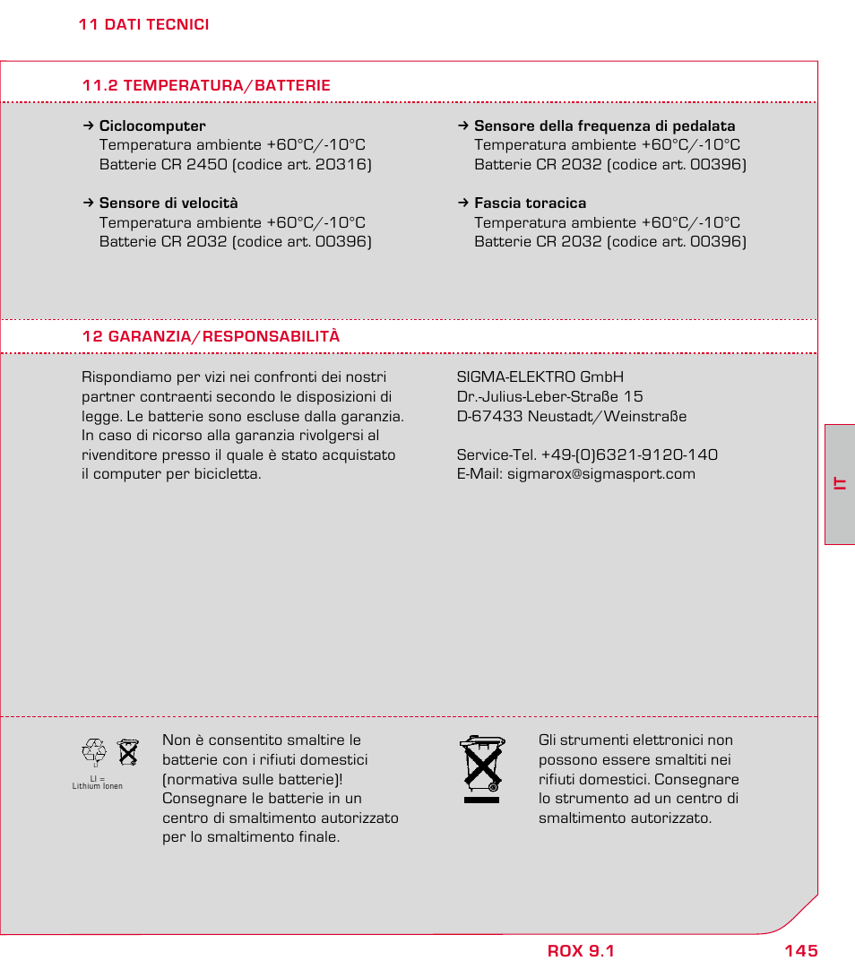 SIGMA ROX 9.1 User Manual | Page 145 / 184