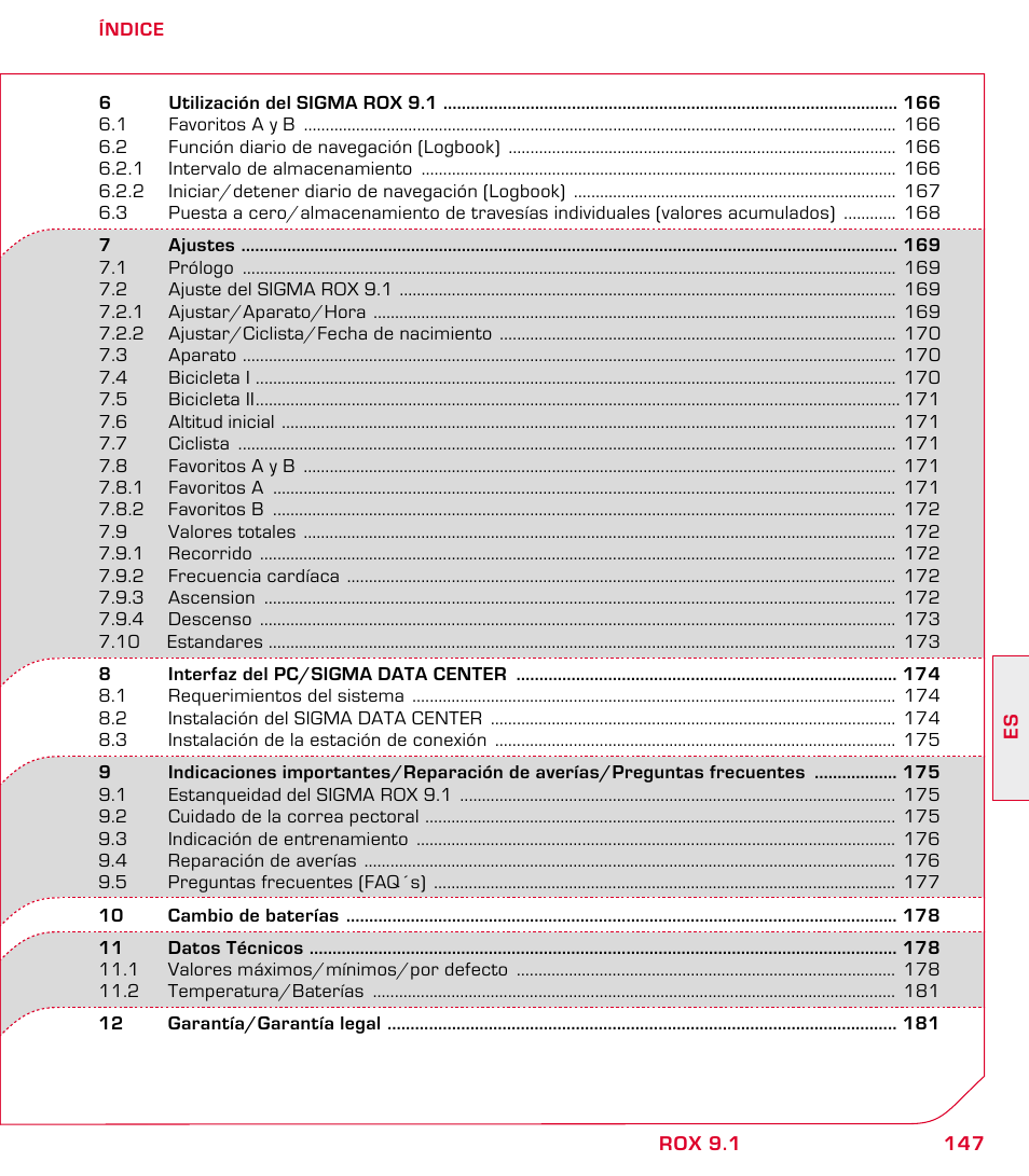 SIGMA ROX 9.1 User Manual | Page 147 / 184