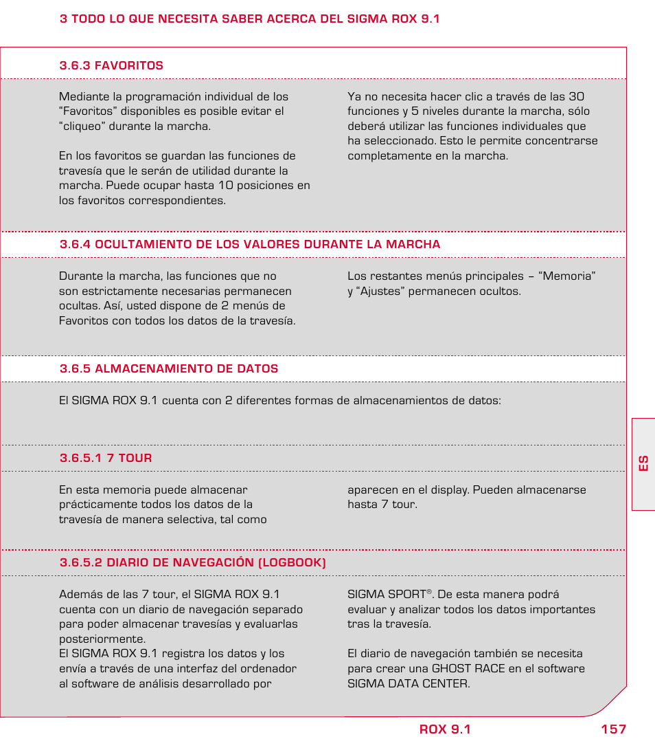 SIGMA ROX 9.1 User Manual | Page 157 / 184
