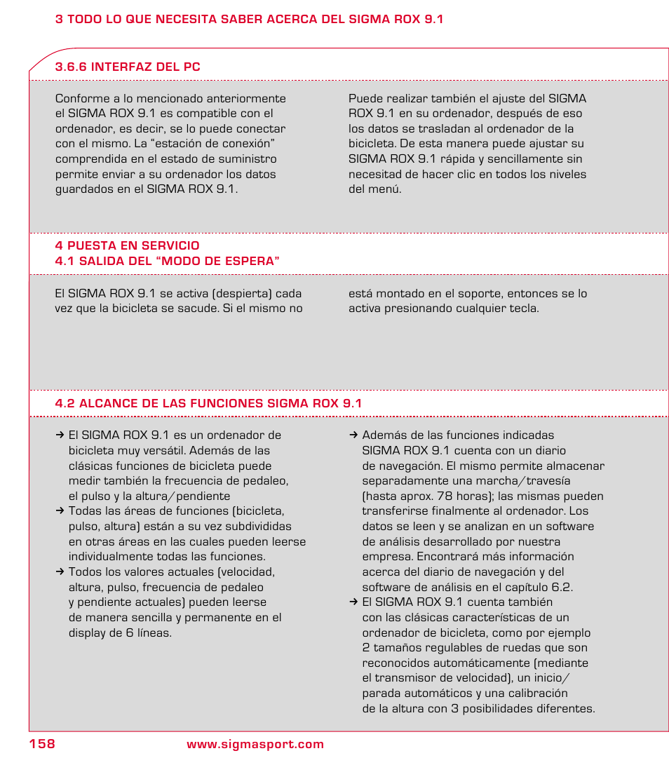 SIGMA ROX 9.1 User Manual | Page 158 / 184