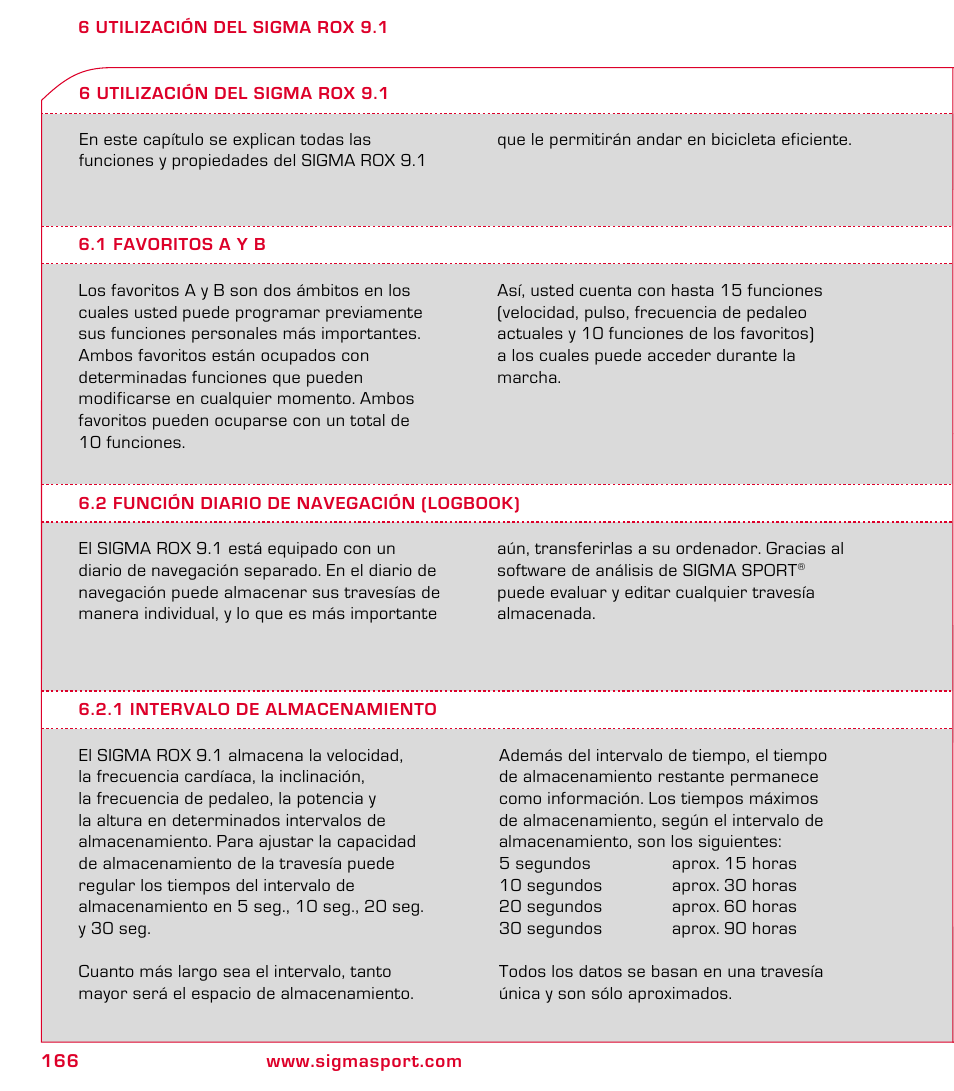 SIGMA ROX 9.1 User Manual | Page 166 / 184