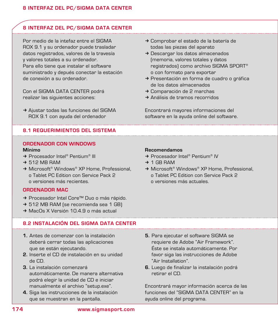 SIGMA ROX 9.1 User Manual | Page 174 / 184