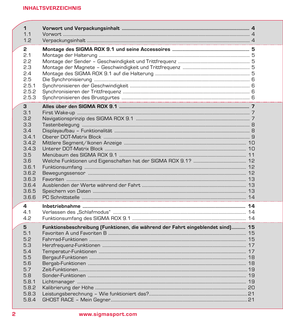 SIGMA ROX 9.1 User Manual | Page 2 / 184