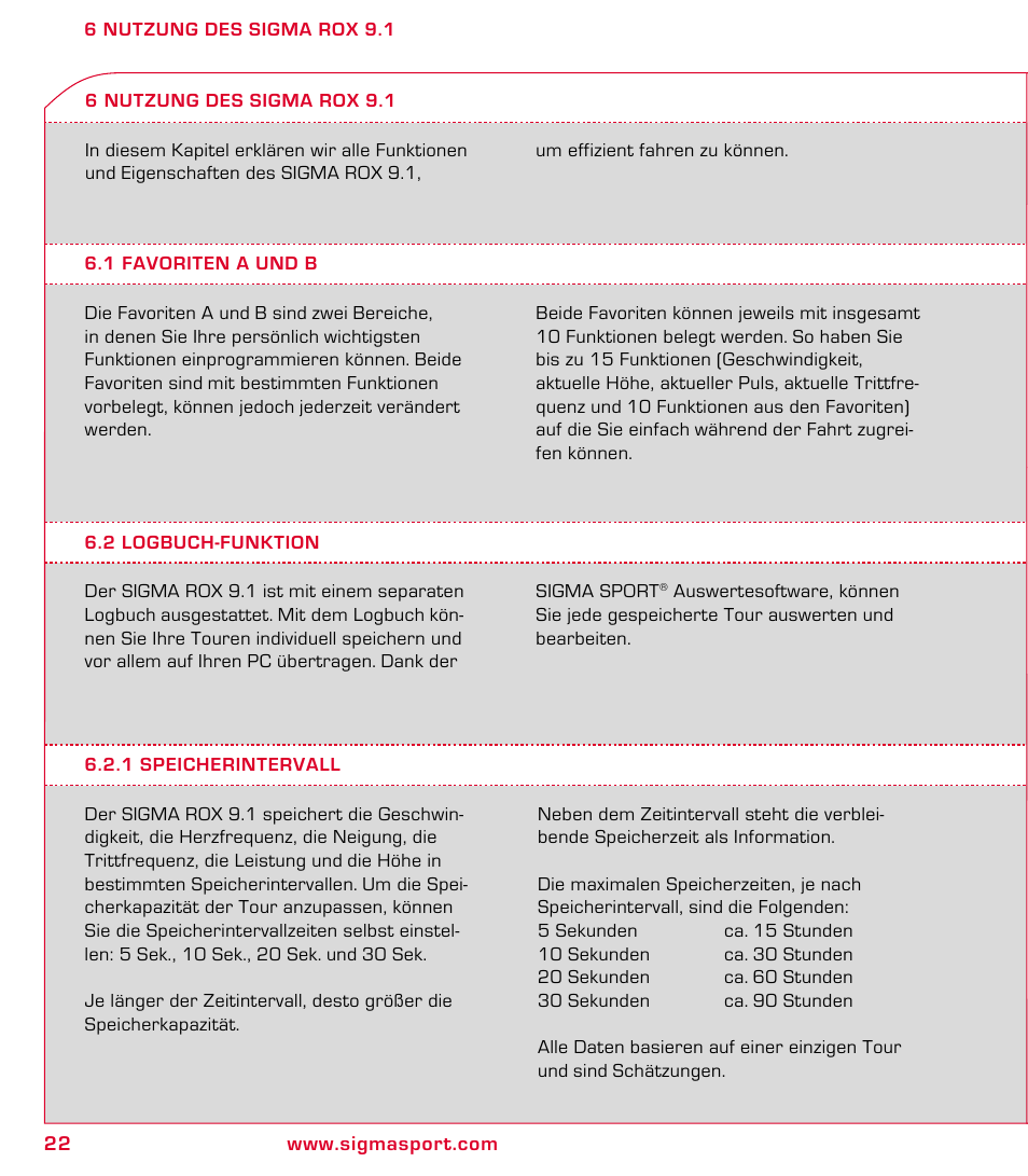 SIGMA ROX 9.1 User Manual | Page 22 / 184
