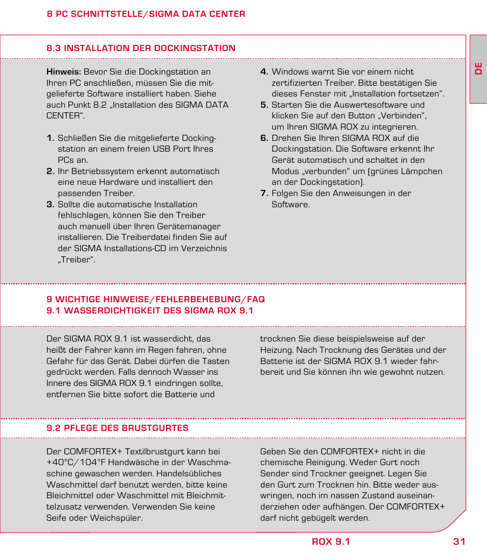 SIGMA ROX 9.1 User Manual | Page 31 / 184