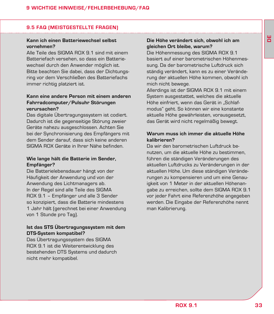 SIGMA ROX 9.1 User Manual | Page 33 / 184