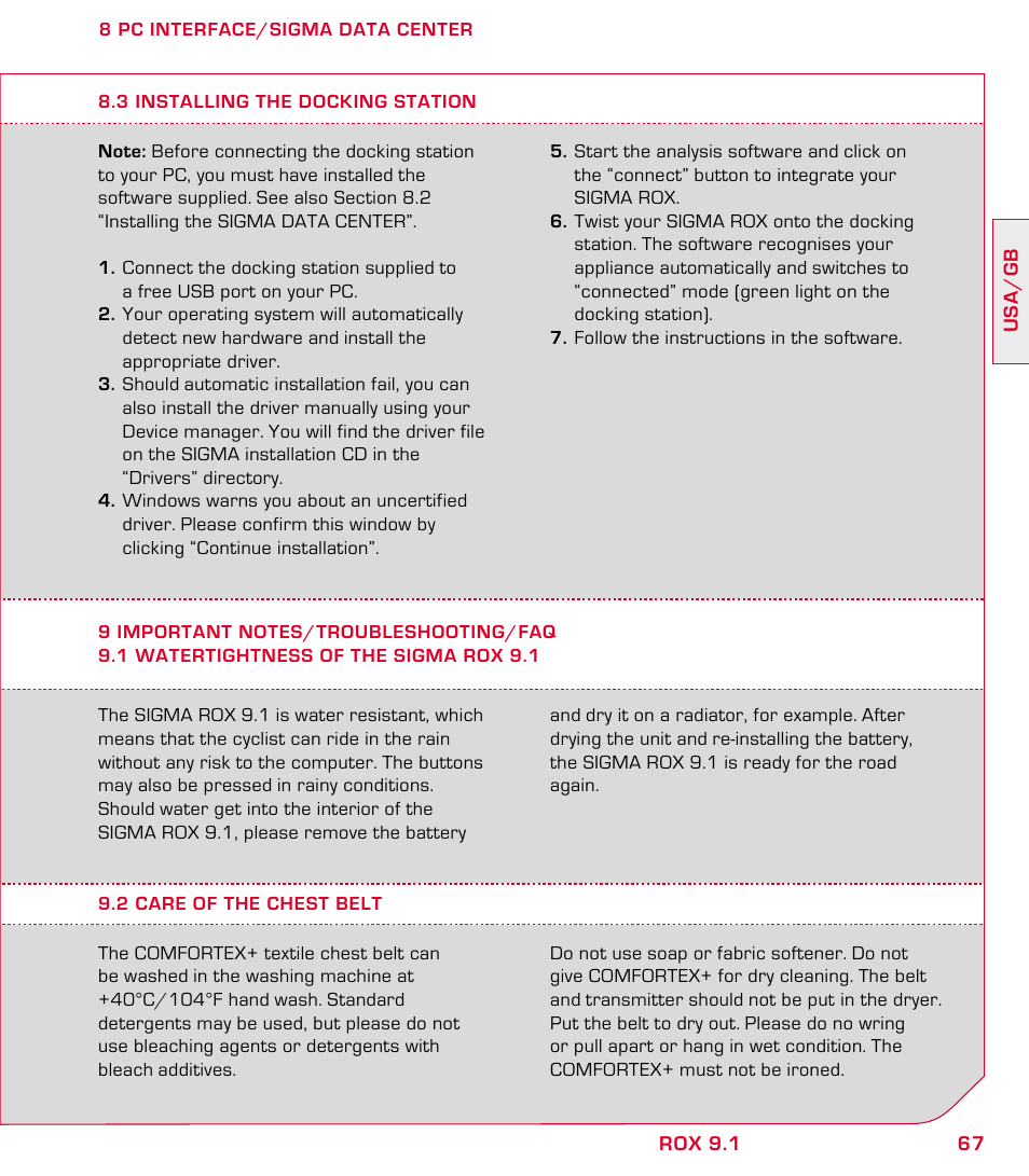 SIGMA ROX 9.1 User Manual | Page 67 / 184