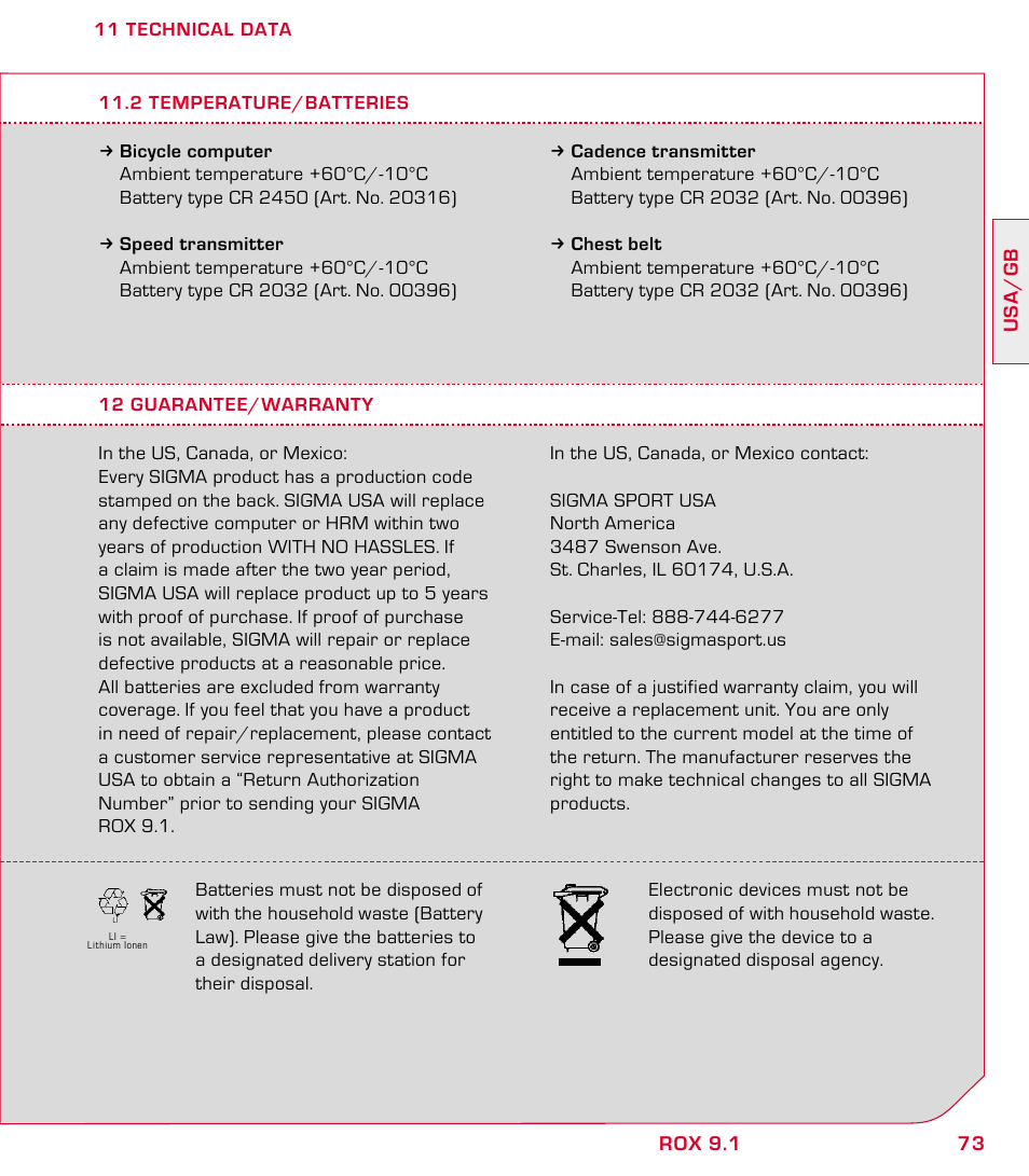 SIGMA ROX 9.1 User Manual | Page 73 / 184