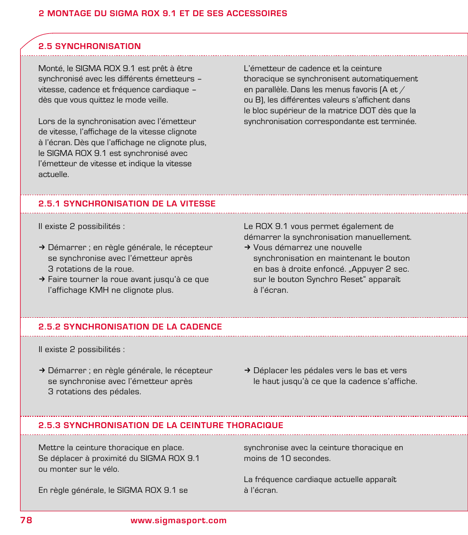 SIGMA ROX 9.1 User Manual | Page 78 / 184