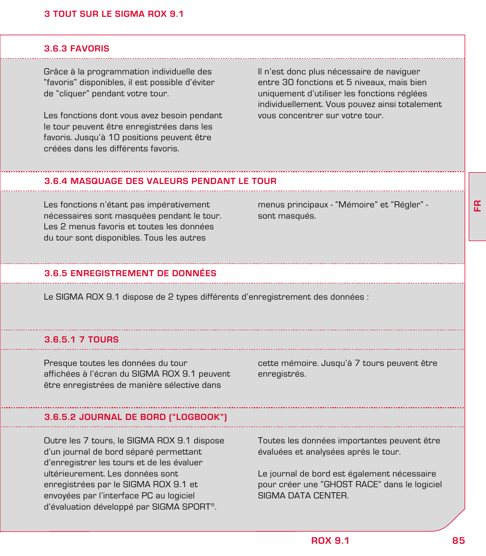 SIGMA ROX 9.1 User Manual | Page 85 / 184
