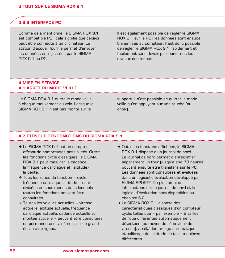 SIGMA ROX 9.1 User Manual | Page 86 / 184