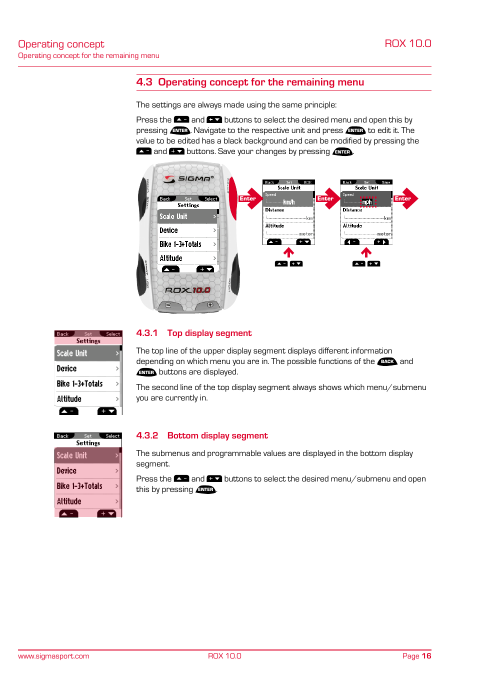Operating concept | SIGMA ROX 10.0 GPS User Manual | Page 16 / 60