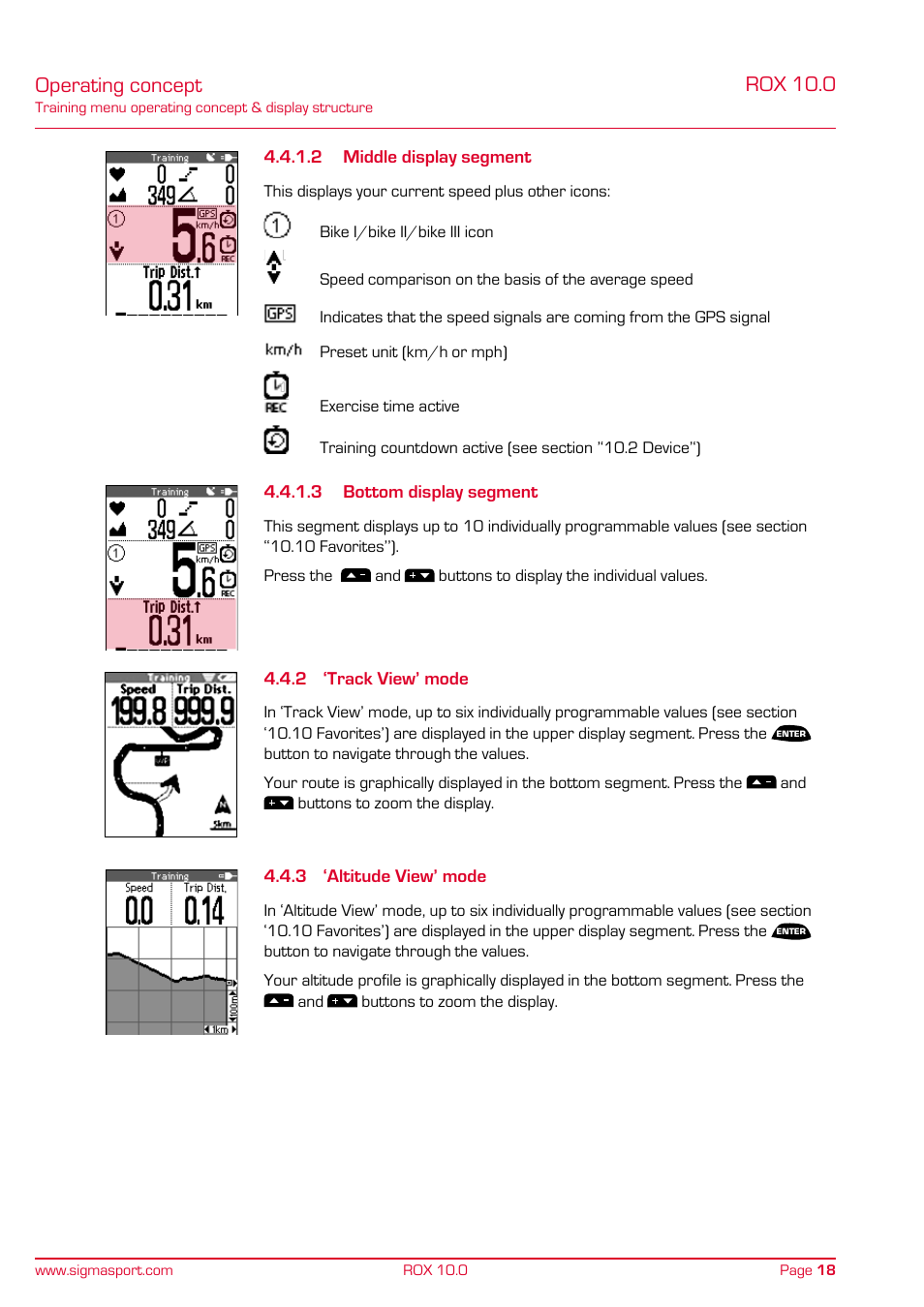 Operating concept, Rox 10.0 | SIGMA ROX 10.0 GPS User Manual | Page 18 / 60
