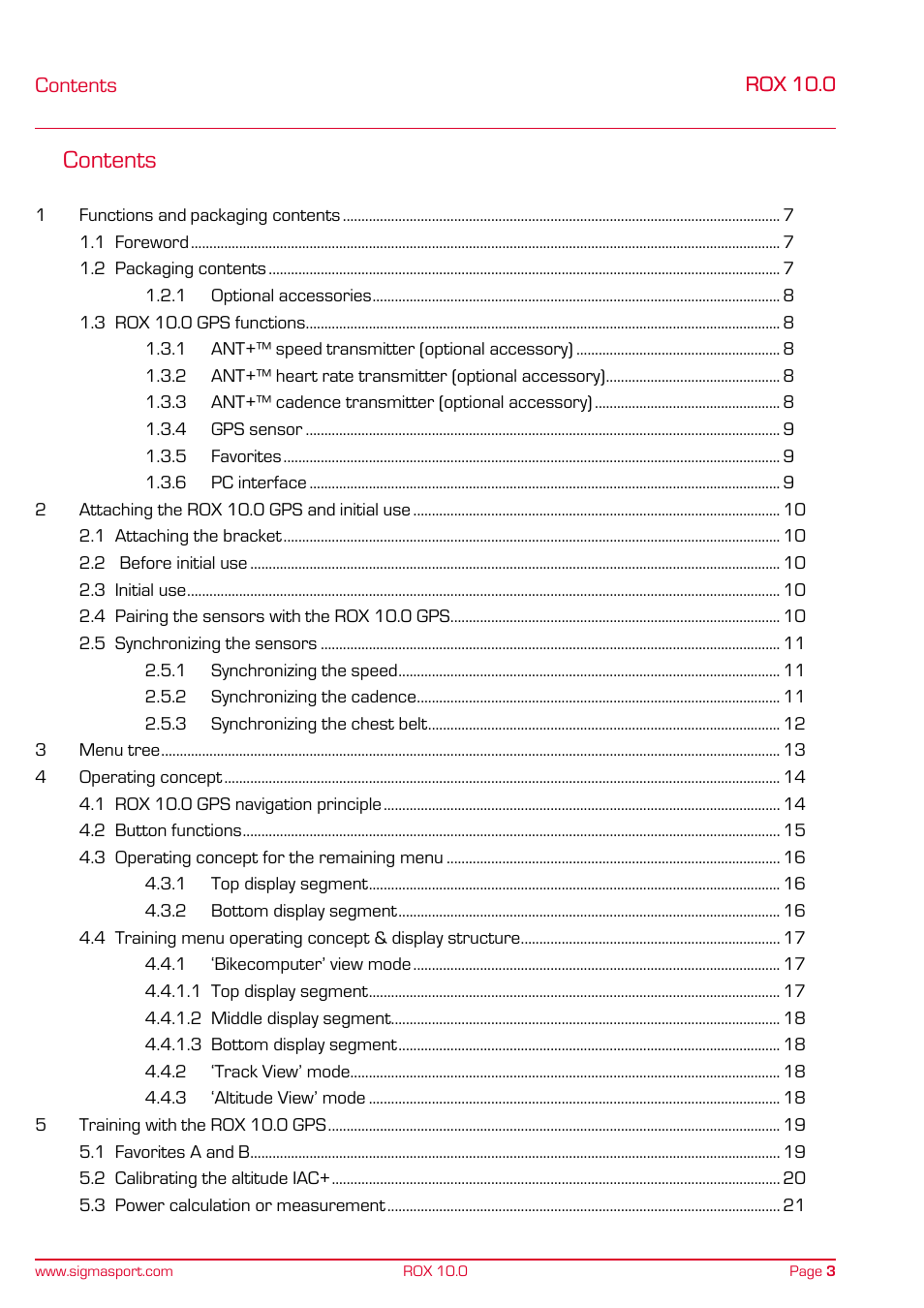 SIGMA ROX 10.0 GPS User Manual | Page 3 / 60