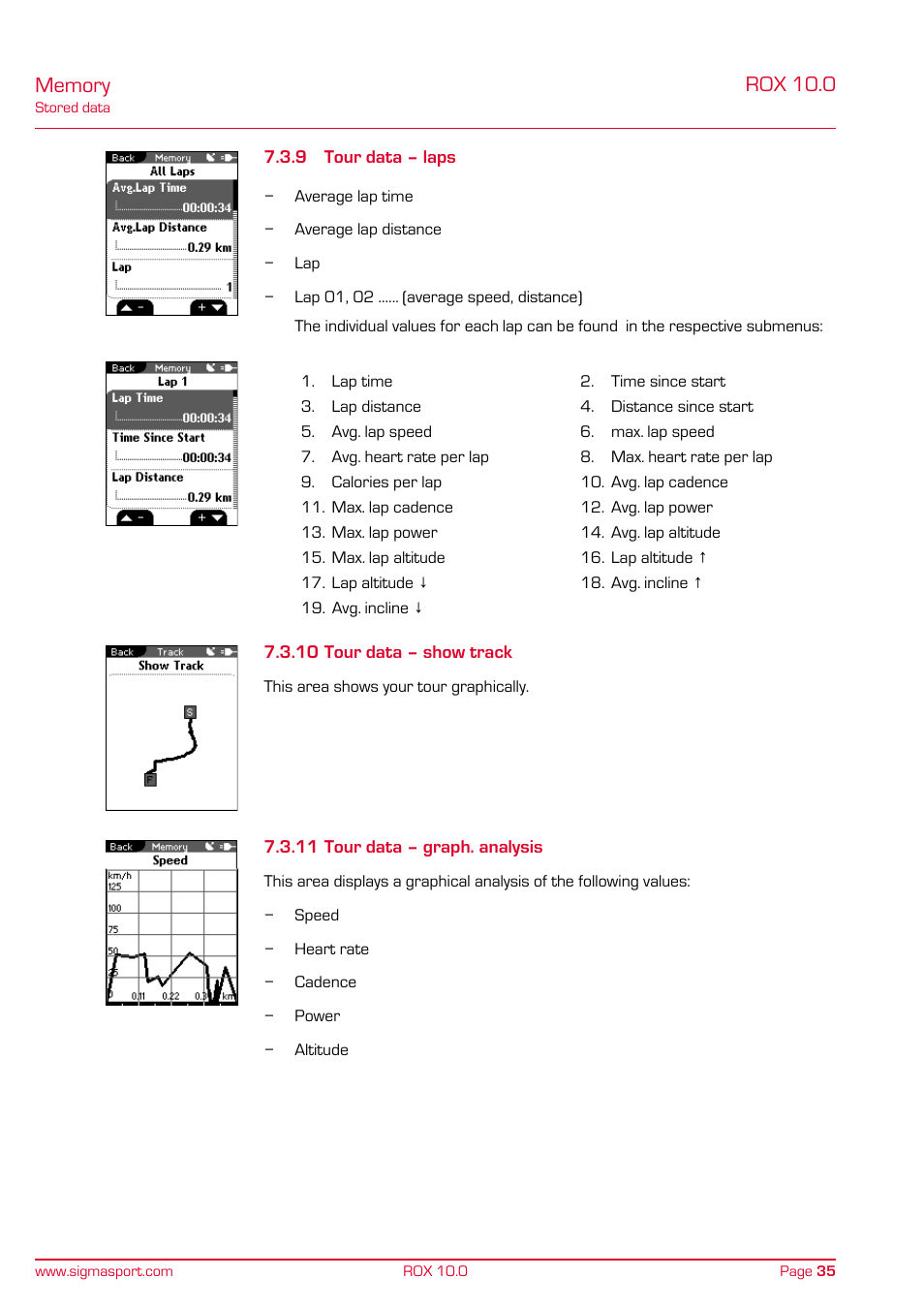 Rox 10.0 | SIGMA ROX 10.0 GPS User Manual | Page 35 / 60