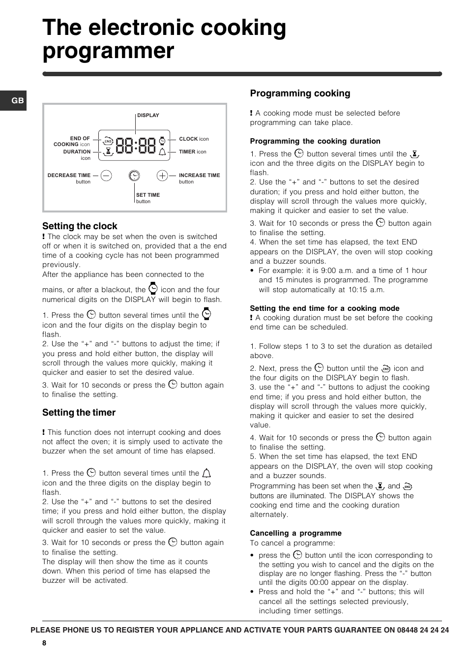 The electronic cooking programmer | Indesit IF 63 K.A IX User Manual | Page 8 / 12