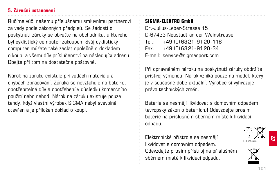 SIGMA BC 12.12 STS User Manual | Page 101 / 124