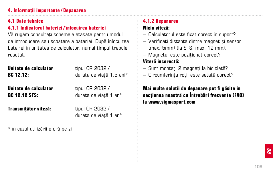 SIGMA BC 12.12 STS User Manual | Page 109 / 124
