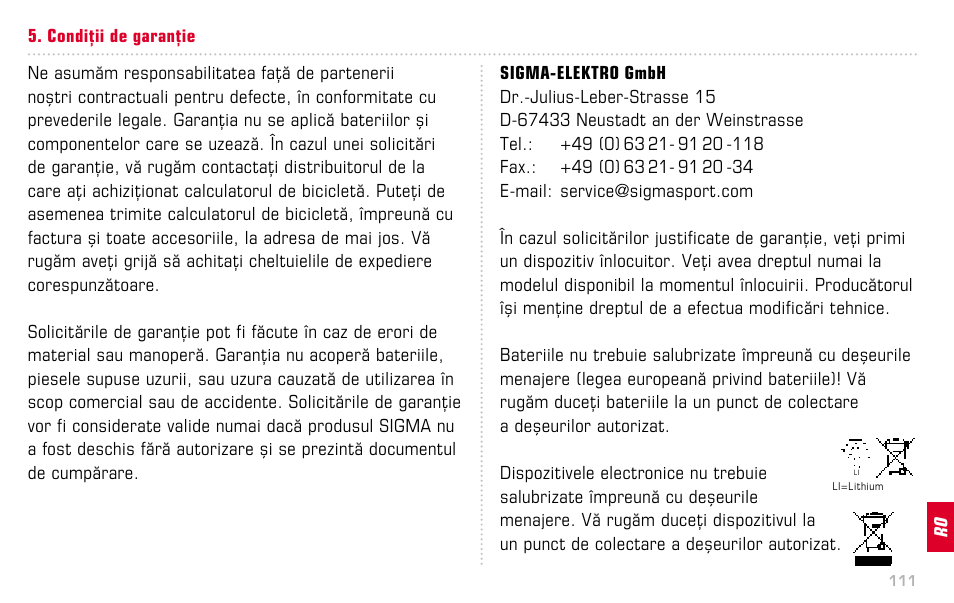 SIGMA BC 12.12 STS User Manual | Page 111 / 124