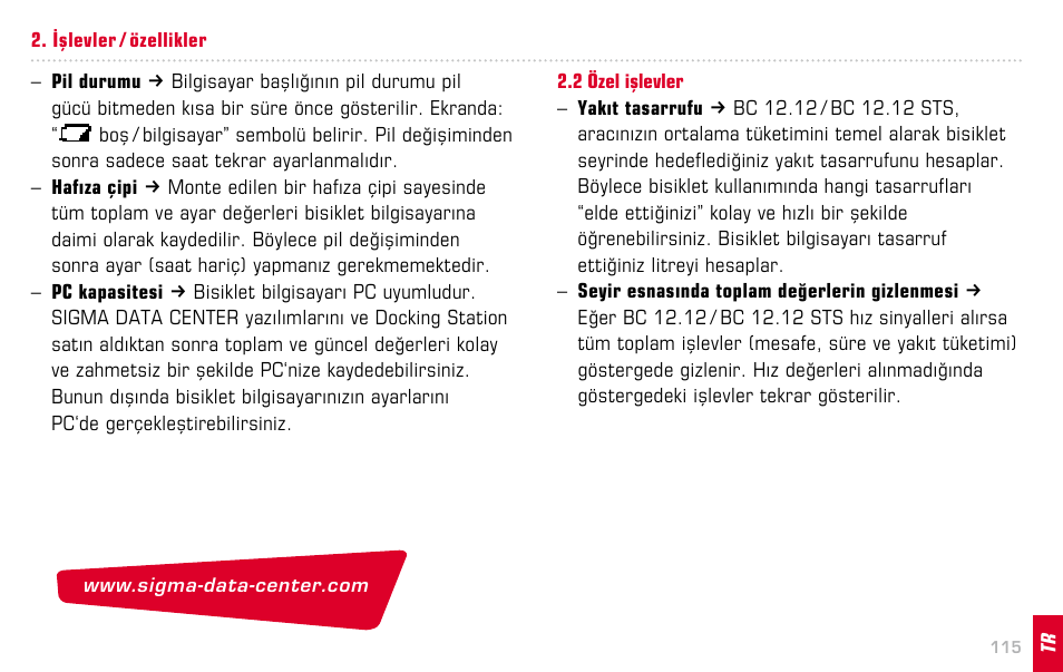 SIGMA BC 12.12 STS User Manual | Page 115 / 124