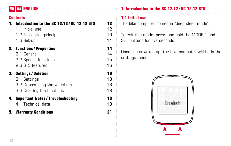 SIGMA BC 12.12 STS User Manual | Page 12 / 124