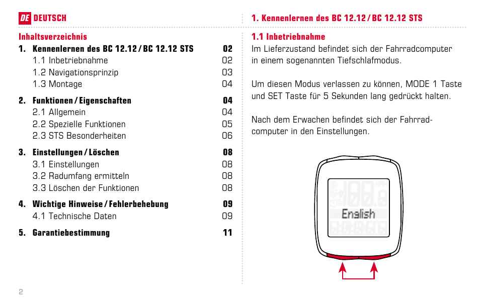 SIGMA BC 12.12 STS User Manual | Page 2 / 124