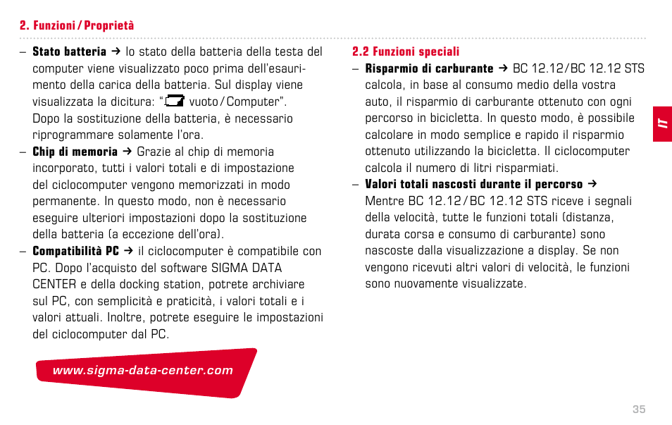 SIGMA BC 12.12 STS User Manual | Page 35 / 124