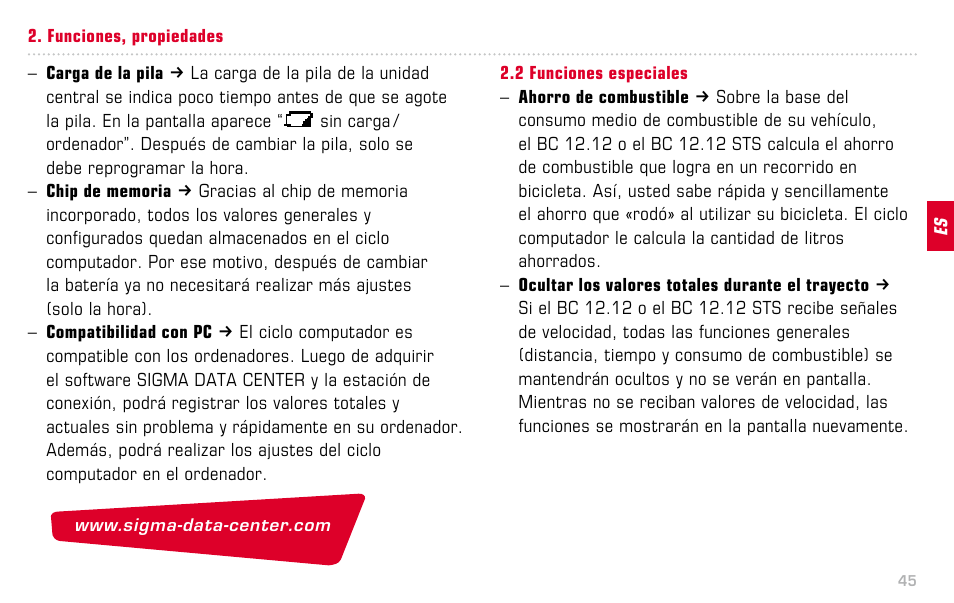 SIGMA BC 12.12 STS User Manual | Page 45 / 124