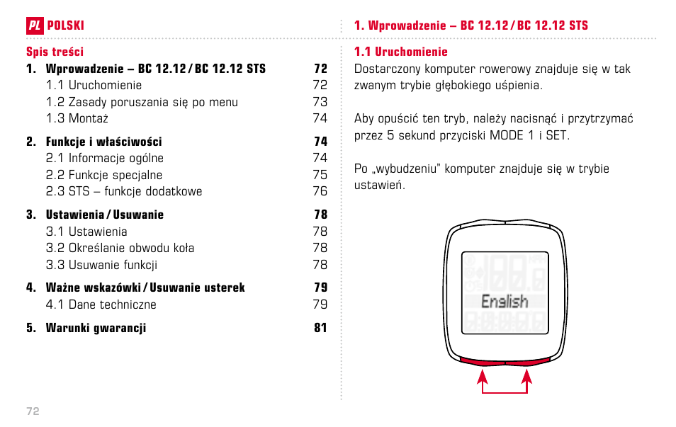 SIGMA BC 12.12 STS User Manual | Page 72 / 124