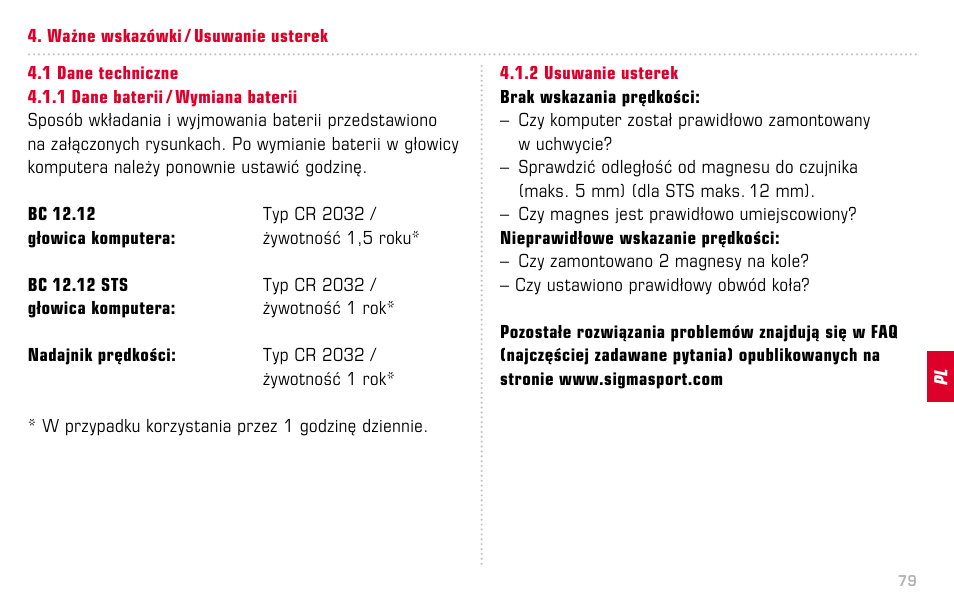 SIGMA BC 12.12 STS User Manual | Page 79 / 124