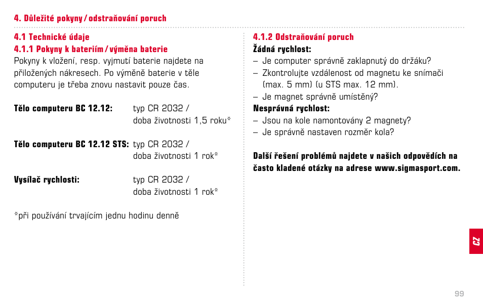 SIGMA BC 12.12 STS User Manual | Page 99 / 124