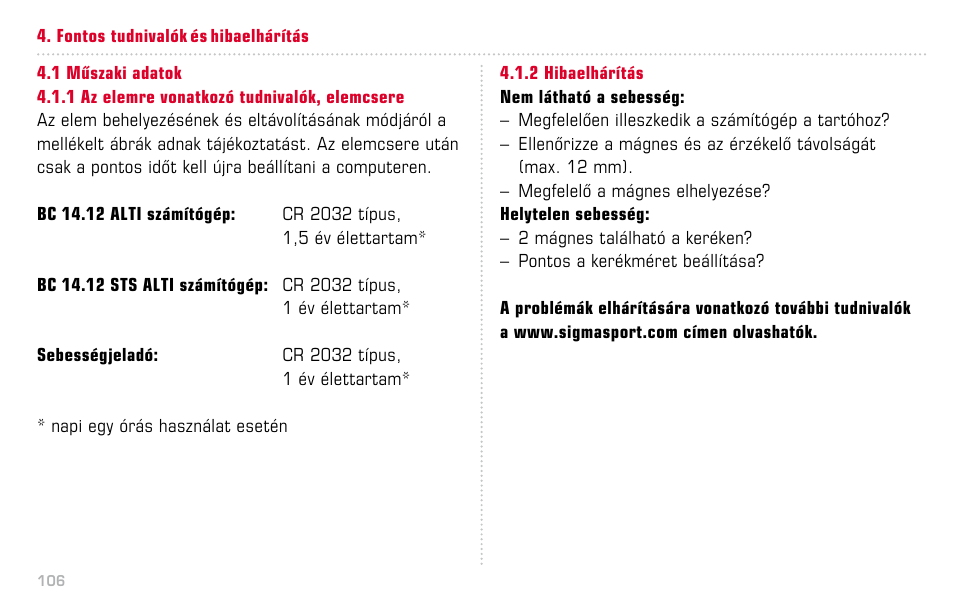 SIGMA BC 14.12 STS ALTI User Manual | Page 106 / 148