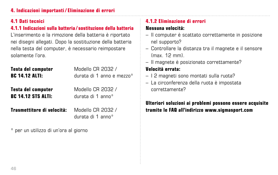 SIGMA BC 14.12 STS ALTI User Manual | Page 46 / 148