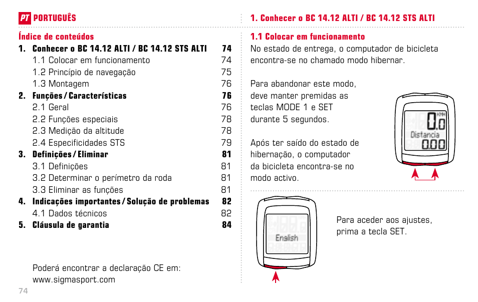 SIGMA BC 14.12 STS ALTI User Manual | Page 74 / 148