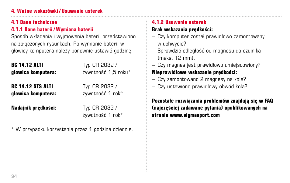 SIGMA BC 14.12 STS ALTI User Manual | Page 94 / 148