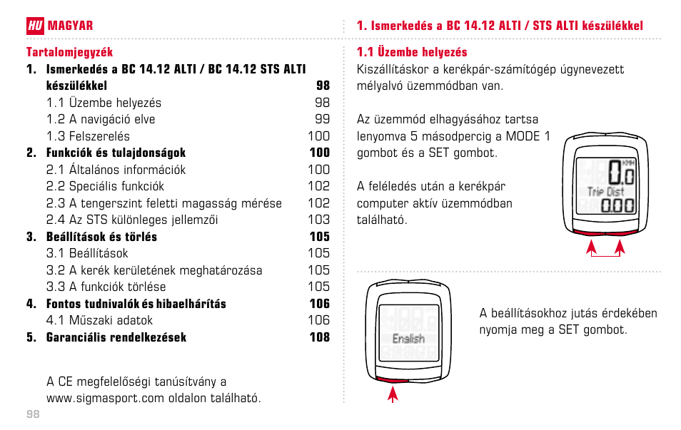 SIGMA BC 14.12 STS ALTI User Manual | Page 98 / 148