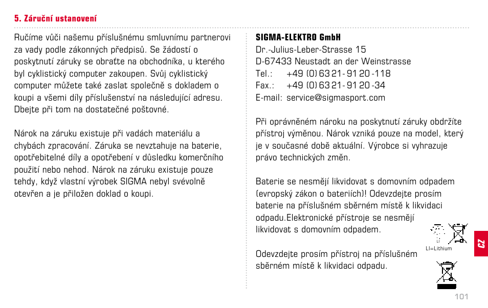 SIGMA BC 16.12 STS User Manual | Page 101 / 124