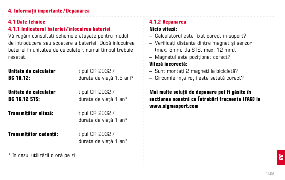 SIGMA BC 16.12 STS User Manual | Page 109 / 124