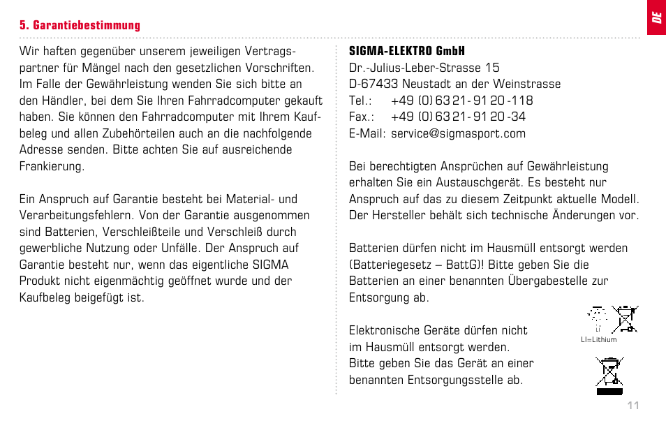 SIGMA BC 16.12 STS User Manual | Page 11 / 124