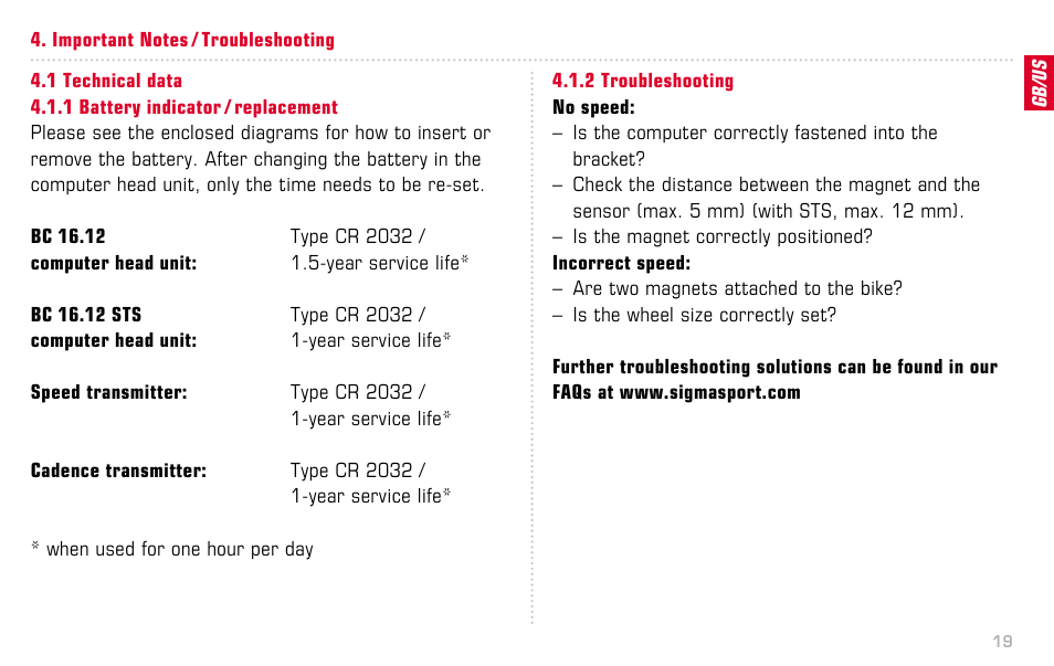 SIGMA BC 16.12 STS User Manual | Page 19 / 124