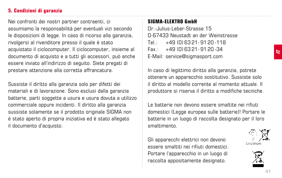 SIGMA BC 16.12 STS User Manual | Page 41 / 124