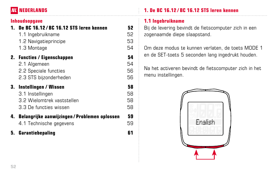 SIGMA BC 16.12 STS User Manual | Page 52 / 124