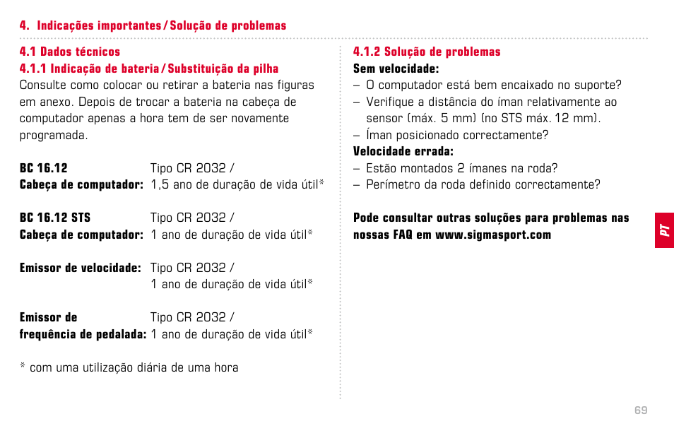 SIGMA BC 16.12 STS User Manual | Page 69 / 124